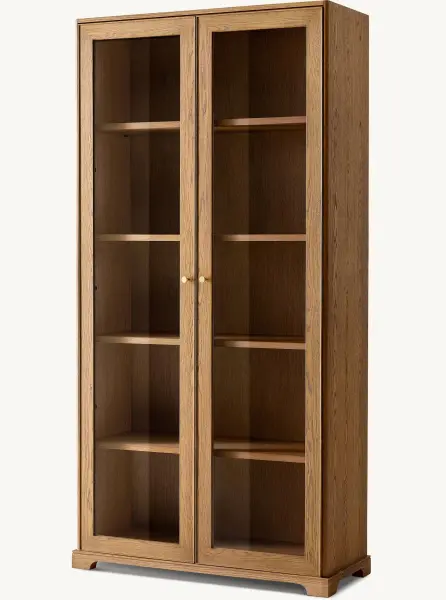 Шкаф из светлого дерева со стеклянными дверцами Женевьева