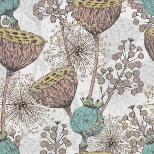 Штора Timeless Botanic Teal/Ash Rose 135х250