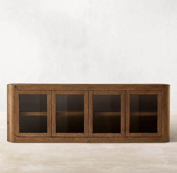 коричневая тумба с стеклянными дверцами Осло