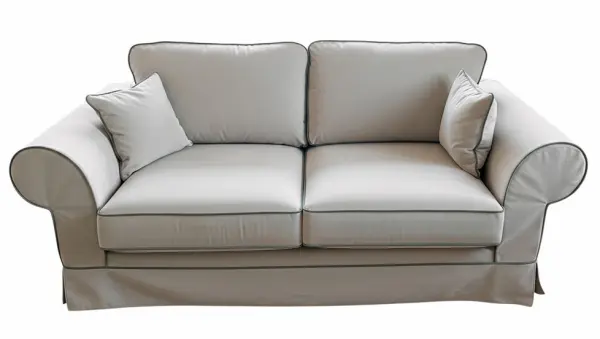 Диван раздвижной трехместный молочный с кантом Селестина