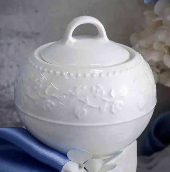 Сахарница с крышкой 210 мл, d 9 см h 8,4 см, фарфор, Primavera